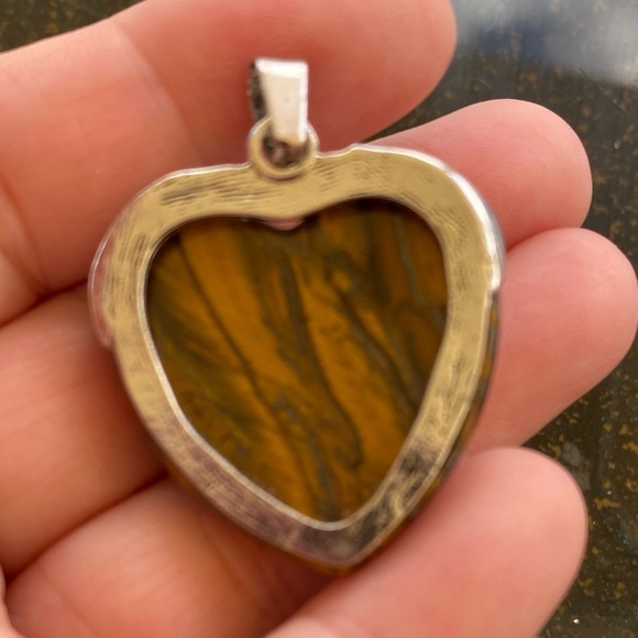 133 ❤️ Brown Tiger's Eye Heart Gemstone Crystal  Pendant Necklace - Picture 4 of 6